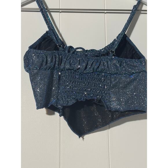 Urban Outfitters Sparkle Crop Top Spaghetti Strap Smocked Back Size Small - Picture 3 of 7